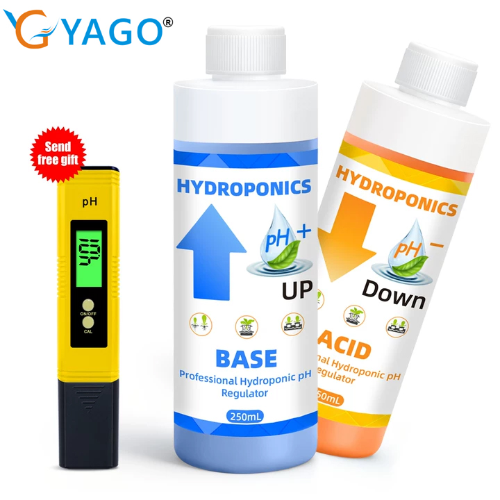 Ph Up Down Solution - ชุดควบคุมค่า pH สำหรับการปลูกพืชแบบไฮโดรโปนิกส์ทั่วไป YAGO 250 มล./100